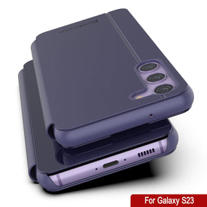 Funda protectora con tapa Punkcase Galaxy S23 Reflector [Morado]
