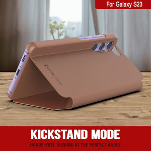 Funda protectora Punkcase Galaxy S23 Reflector con tapa abatible [Rosa]