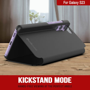 Funda protectora para Galaxy S23 de Punkcase con tapa flip [Negro].
