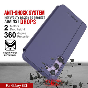 Funda protectora con tapa Punkcase Galaxy S23 Reflector [Morado]