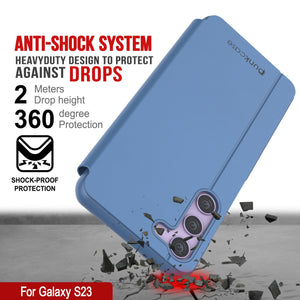 Funda protectora con tapa Punkcase Galaxy S23 Reflector [Azul]
