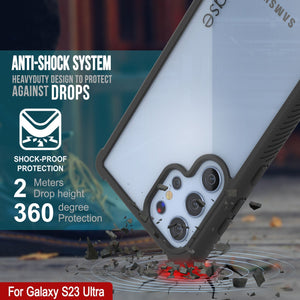 Funda PunkCase Galaxy S23 Ultra, [Serie Espartana] Cubierta Transparente Resistente de Alta Protección [Negra]