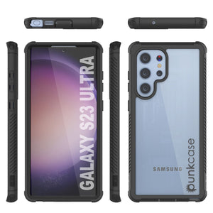 Funda PunkCase Galaxy S23 Ultra, [Serie Espartana] Cubierta Transparente Resistente de Alta Protección [Negra]