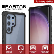 Cargar imagen en el visor de la galería, Funda PunkCase Galaxy S23 Ultra, [Serie Espartana] Cubierta Transparente Resistente de Alta Protección [Negra]
