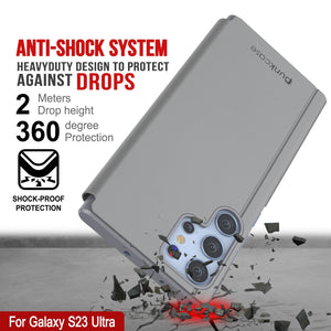 Funda protectora con tapa reflectante Punkcase Galaxy S23 Ultra [Plata]