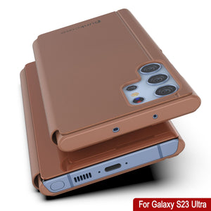 Funda con tapa reflectante Punkcase Galaxy S23 Ultra, color rosa, para protección