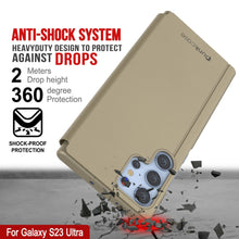 Cargar imagen en el visor de la galería, Punkcase Galaxy S23 Ultra Reflector Funda protectora con tapa [Oro]
 Carcasa reflectante Punkcase Galaxy S23 Ultra Flip Cover protectora [Dorado]
