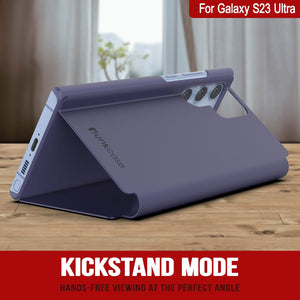 Funda protectora con tapa Punkcase Galaxy S23 Ultra Reflector [Morado]