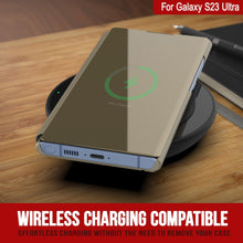 Cargar imagen en el visor de la galería, Punkcase Galaxy S23 Ultra Reflector Funda protectora con tapa [Oro]
 Carcasa reflectante Punkcase Galaxy S23 Ultra Flip Cover protectora [Dorado]
