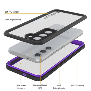 Galaxy S23 Resistente al agua / a prueba de golpes [Serie Extreme] Funda protectora delgada con protector de pantalla [Morado]