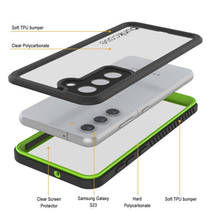Galaxy S23 a prueba de agua / resistente a los golpes [Serie Extrema] Funda protectora de pantalla [Verde Claro]