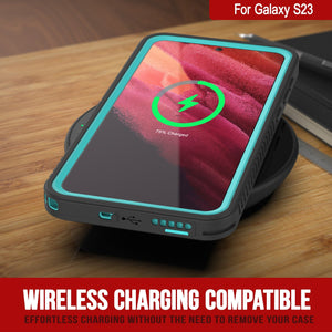 Funda protectora [Serie Extrema] a prueba de agua/ golpes/ nieve para Galaxy S23 con protector de pantalla [Color Teal]