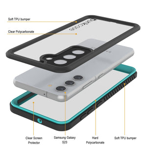 Funda protectora [Serie Extrema] a prueba de agua/ golpes/ nieve para Galaxy S23 con protector de pantalla [Color Teal]