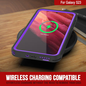 Galaxy S23 Resistente al agua / a prueba de golpes [Serie Extreme] Funda protectora delgada con protector de pantalla [Morado]