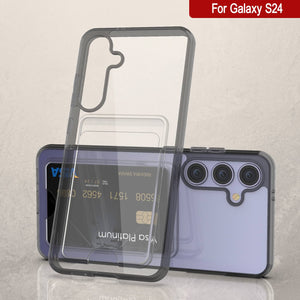 Caso del soporte de tarjetas Galaxy S24 [Serie CRystal CardsLot] [Fit Slim] [Negro]