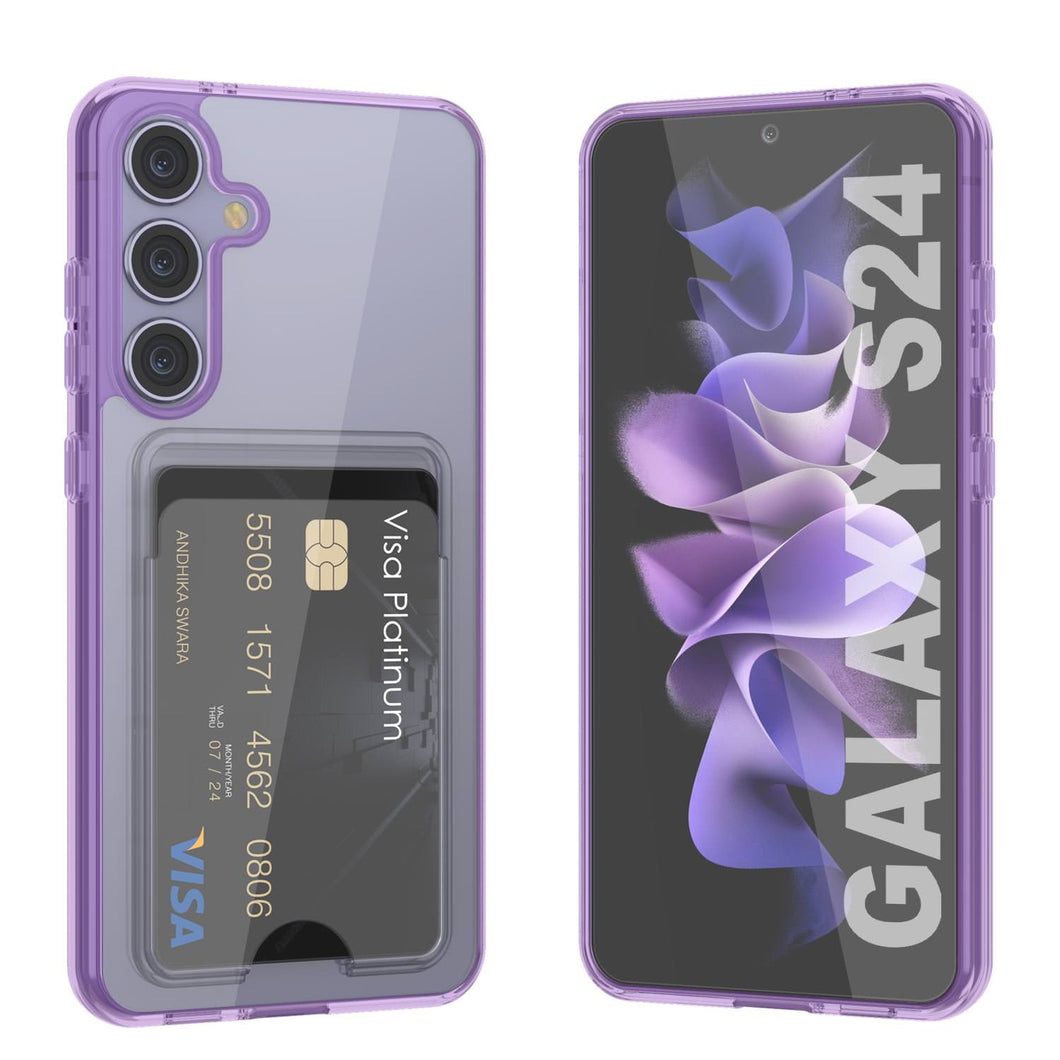 Caso de soporte de tarjetas Galaxy S24 [Serie CRystal Cardslot] [Fit Slim] [Purple]