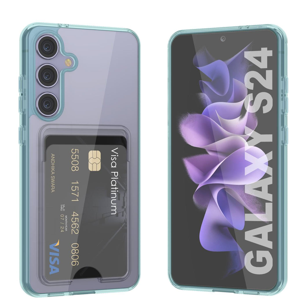 Caso del soporte de tarjetas Galaxy S24 [Serie CRystal CardsLot] [Fit Slim] [Teal]