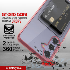Caso del soporte de tarjetas Galaxy S24 [Serie CRystal CardsLot] [Fit Slim] [Rojo]