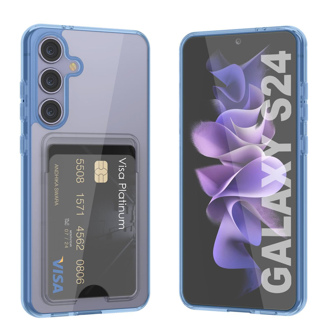Caso del soporte de tarjetas Galaxy S24 [Serie CRystal Cardslot] [Fit Slim] [Azul]