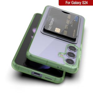 Caso del soporte de tarjetas Galaxy S24 [Serie CRystal CardsLot] [Fit Slim] [verde]