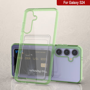 Caso del soporte de tarjetas Galaxy S24 [Serie CRystal CardsLot] [Fit Slim] [verde]