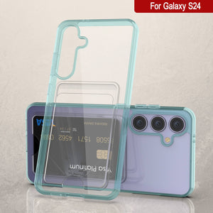 Caso del soporte de tarjetas Galaxy S24 [Serie CRystal CardsLot] [Fit Slim] [Teal]