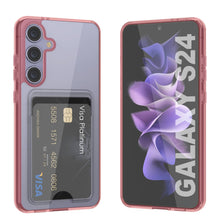 Cargar imagen en el visor de la galería, Caso del soporte de tarjetas Galaxy S24 [Serie CRystal CardsLot] [Fit Slim] [Rojo]
