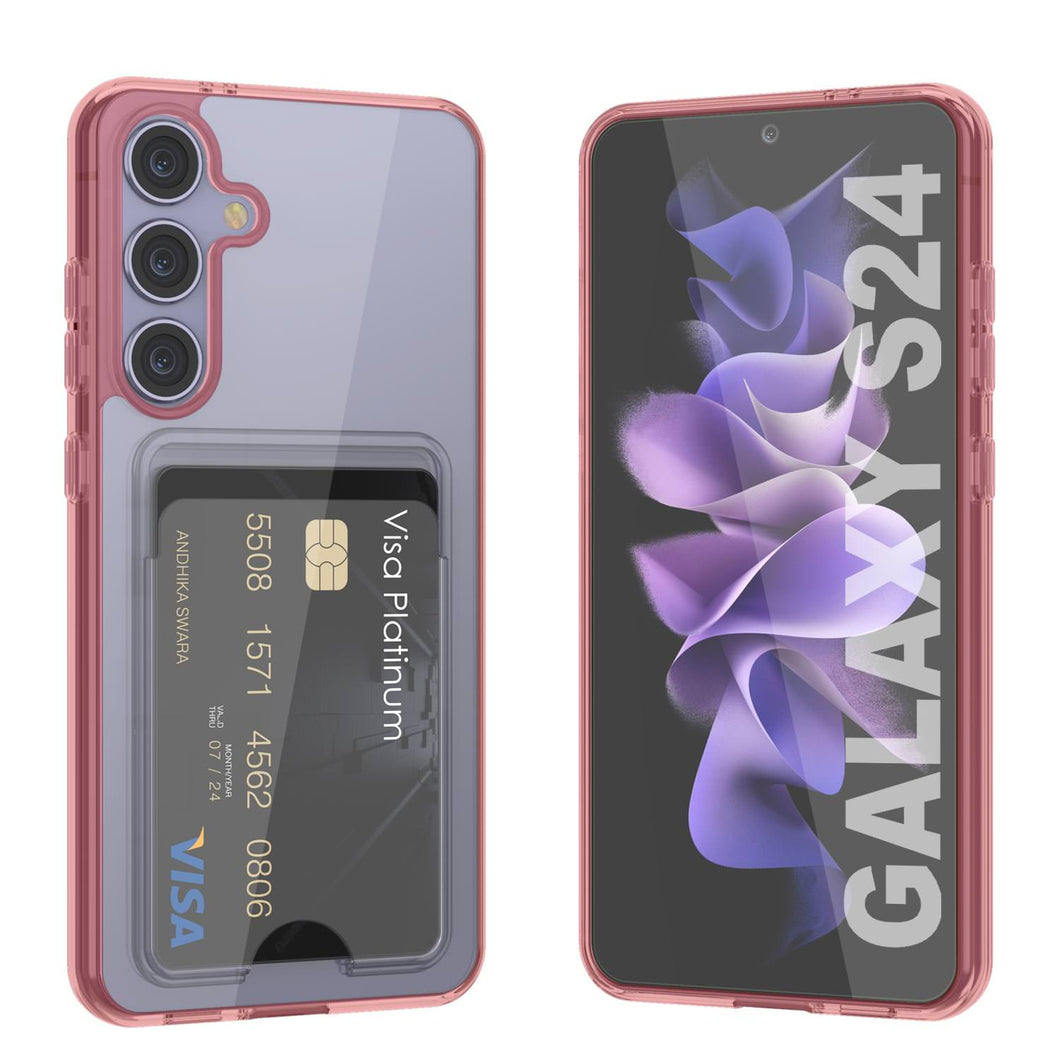 Caso del soporte de tarjetas Galaxy S24 [Serie CRystal CardsLot] [Fit Slim] [Rojo]