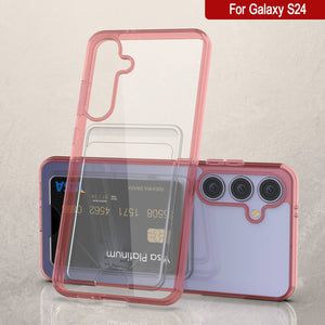 Caso del soporte de tarjetas Galaxy S24 [Serie CRystal CardsLot] [Fit Slim] [Rojo]