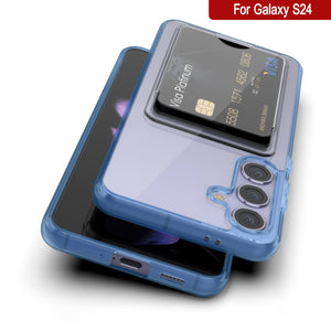 Caso del soporte de tarjetas Galaxy S24 [Serie CRystal Cardslot] [Fit Slim] [Azul]