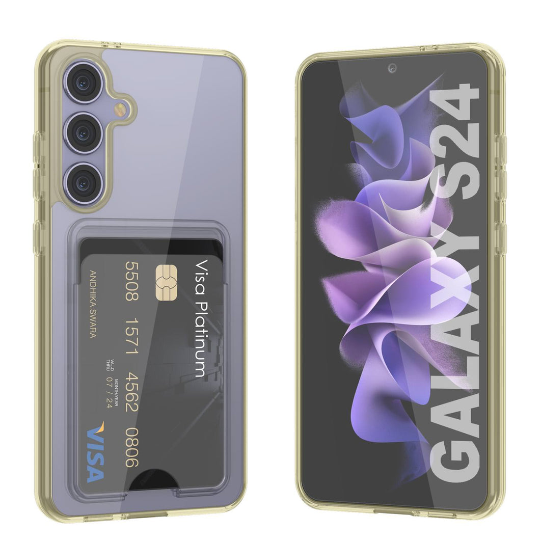 Caso del soporte de tarjetas Galaxy S24 [Serie CRystal CardsLot] [Fit Slim] [Amarillo]