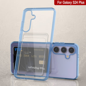 Caso de soporte de tarjetas Galaxy S24 Plus [Serie CRystal Cardslot] [Fit Slim] [Azul]