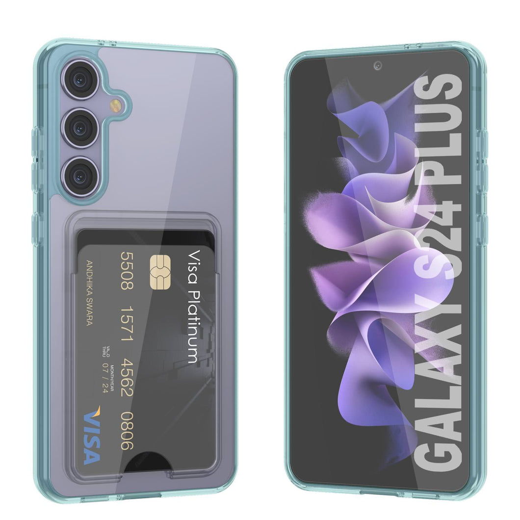 Caso del soporte de tarjetas Galaxy S24 Plus [Serie Crystal CardsLot] [Fit Slim] [verde azulado]