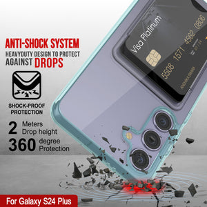 Caso del soporte de tarjetas Galaxy S24 Plus [Serie Crystal CardsLot] [Fit Slim] [verde azulado]