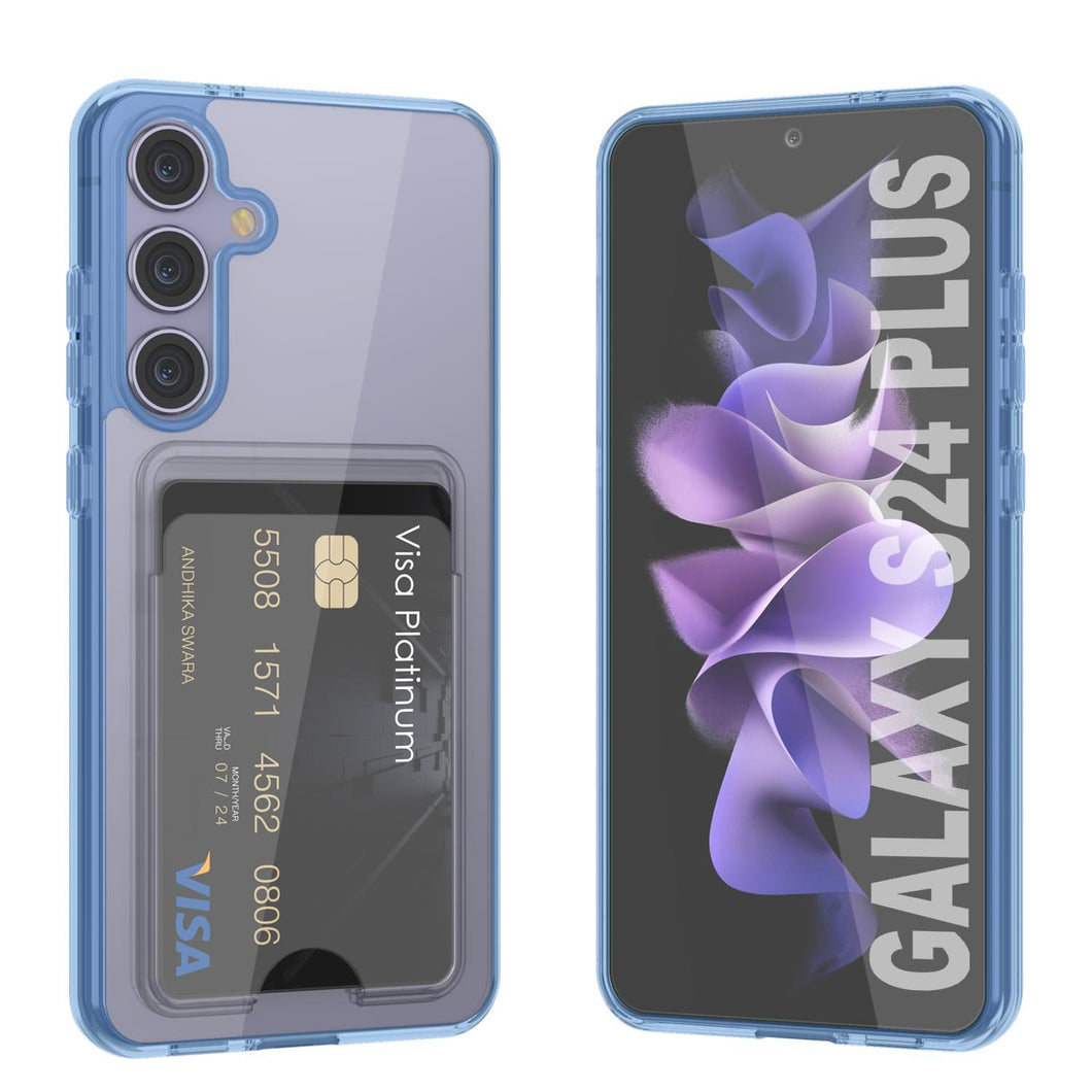 Caso de soporte de tarjetas Galaxy S24 Plus [Serie CRystal Cardslot] [Fit Slim] [Azul]