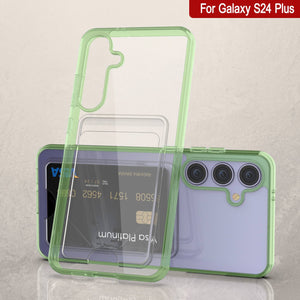 Caso de soporte de tarjetas Galaxy S24 Plus [Serie CRystal CardsLot] [Fit Slim] [verde]