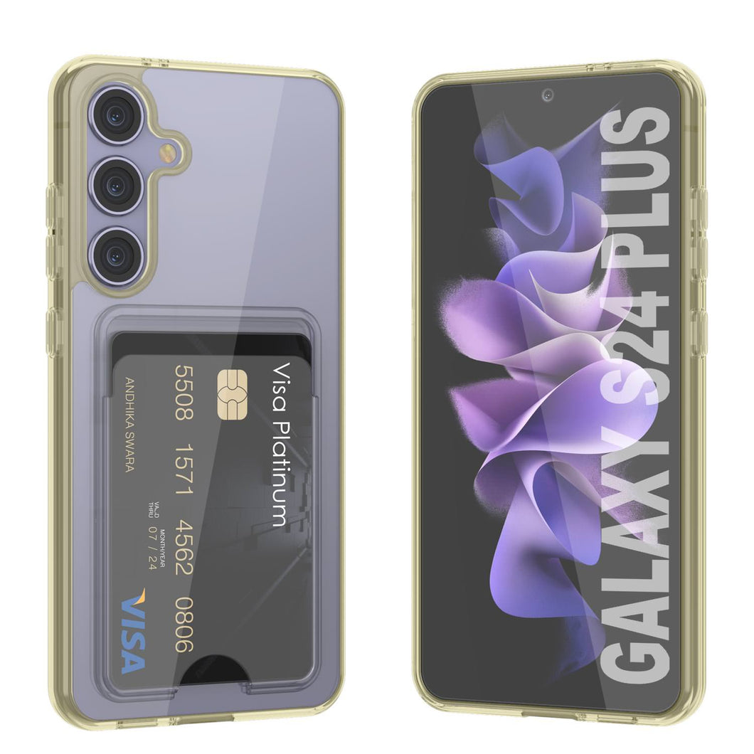 Caso de soporte de tarjetas Galaxy S24 Plus [Serie CRystal CardsLot] [Fit Slim] [Amarillo]