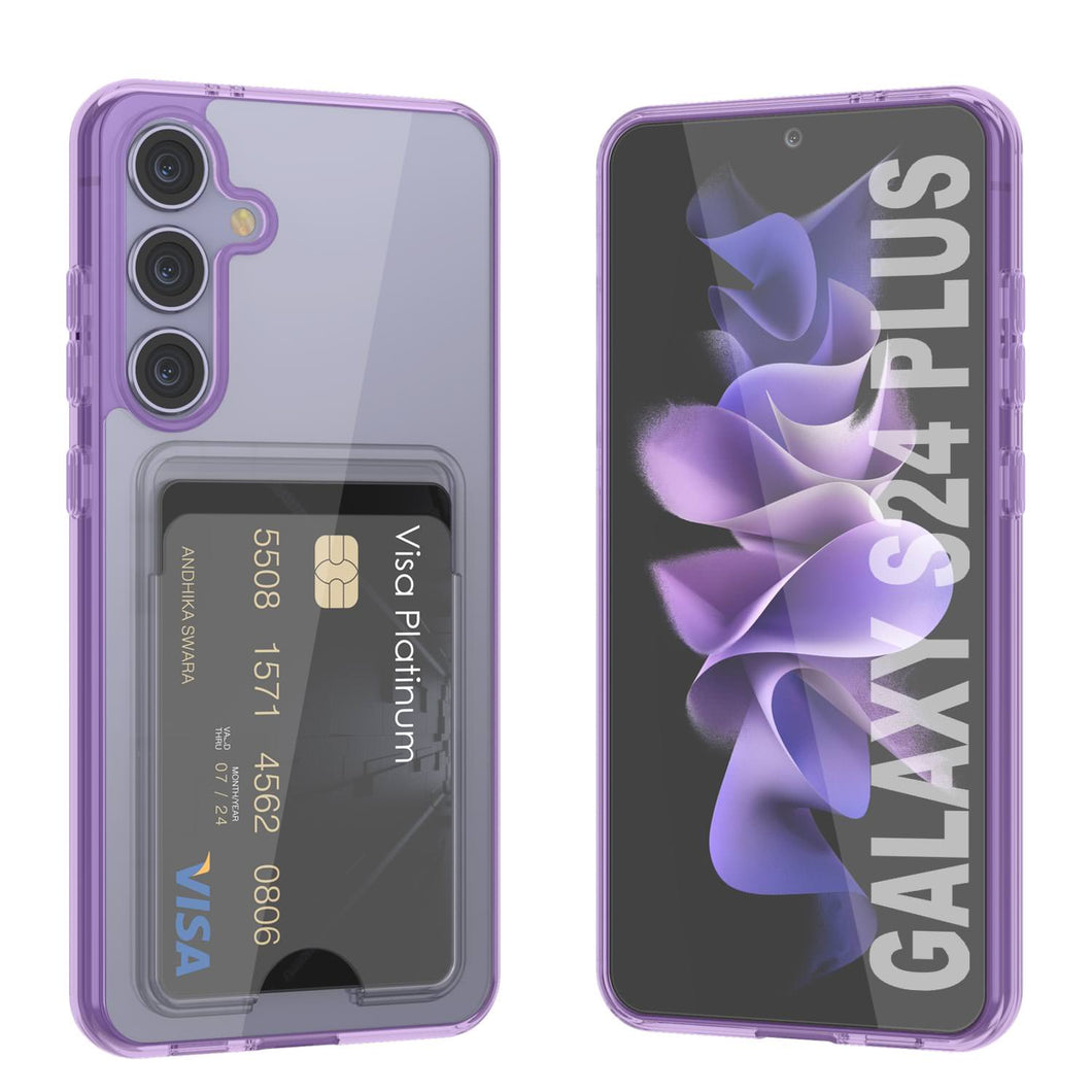 Caso de soporte de tarjetas Galaxy S24 Plus [Serie CRystal CardsLot] [Fit Slim] [Purple]