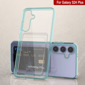 Caso del soporte de tarjetas Galaxy S24 Plus [Serie Crystal CardsLot] [Fit Slim] [verde azulado]