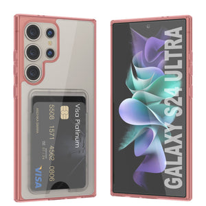 Galaxy S24 Ultra Card Holder Case [Crystal CardSlot Series] [Fit Slim] [Rojo]