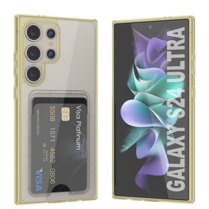 Caso de soporte de tarjetas Galaxy S24 [Serie Crystal CardsLot] [Fit Slim] [Amarillo]