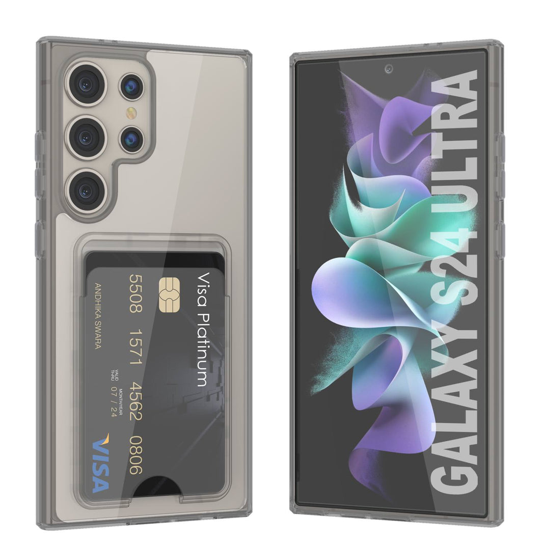Caso de soporte de tarjetas Galaxy S24 [Serie Crystal CardsLot] [Fit Slim] [Gray]