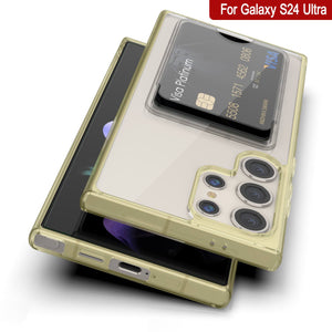 Caso de soporte de tarjetas Galaxy S24 [Serie Crystal CardsLot] [Fit Slim] [Amarillo]