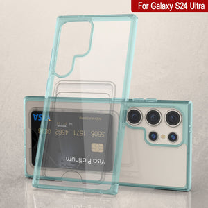 Galaxy S24 Ultra Card Holder Case [Crystal Cardslot Series] [Fit Slim] [verde azulado]