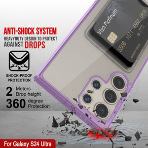 Caso de soporte de tarjetas Galaxy S24 [Serie Crystal Cardslot] [Fit Slim] [Purple]