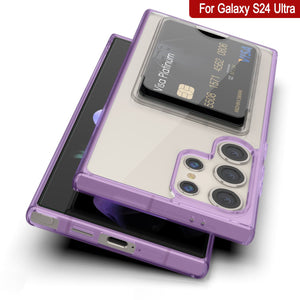 Caso de soporte de tarjetas Galaxy S24 [Serie Crystal Cardslot] [Fit Slim] [Purple]