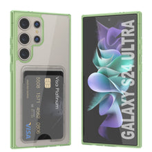 Cargar imagen en el visor de la galería, Caso de soporte de tarjetas Galaxy S24 [Serie Crystal CardsLot] [Fit Slim] [verde]
