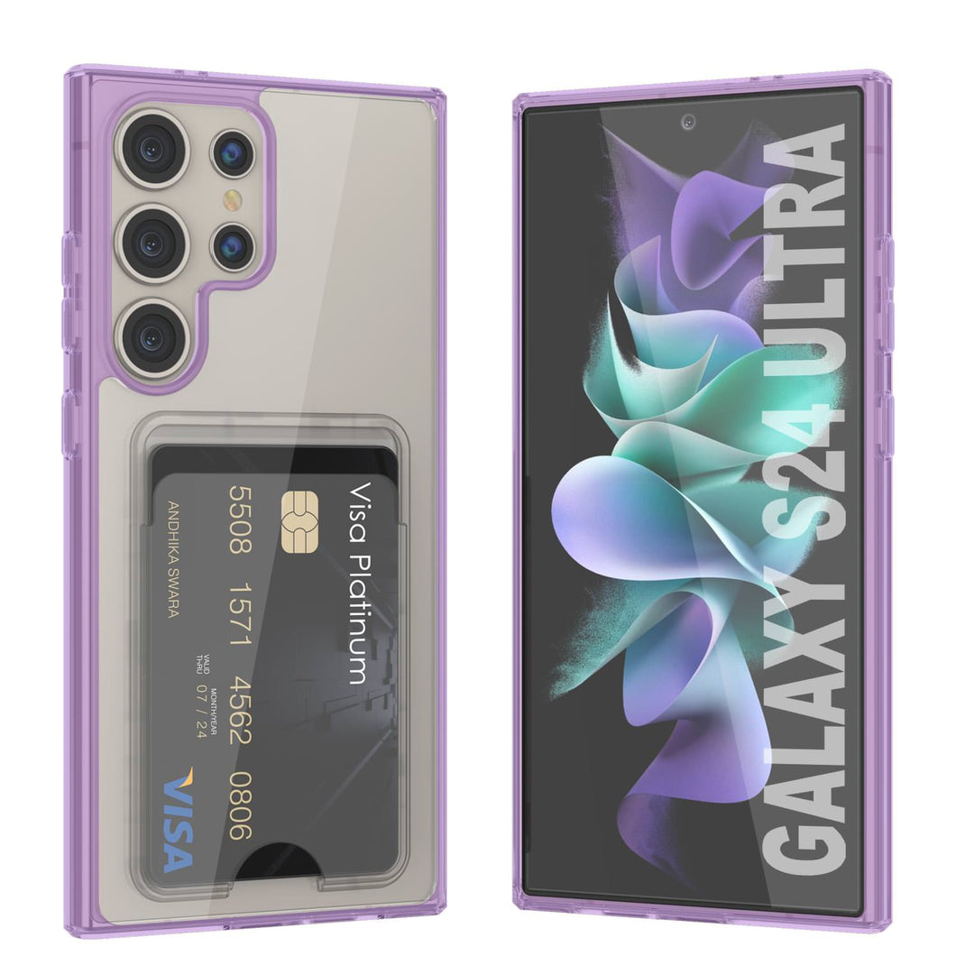 Caso de soporte de tarjetas Galaxy S24 [Serie Crystal Cardslot] [Fit Slim] [Purple]
