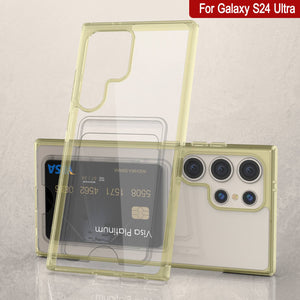 Caso de soporte de tarjetas Galaxy S24 [Serie Crystal CardsLot] [Fit Slim] [Amarillo]