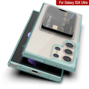 Galaxy S24 Ultra Card Holder Case [Crystal Cardslot Series] [Fit Slim] [verde azulado]